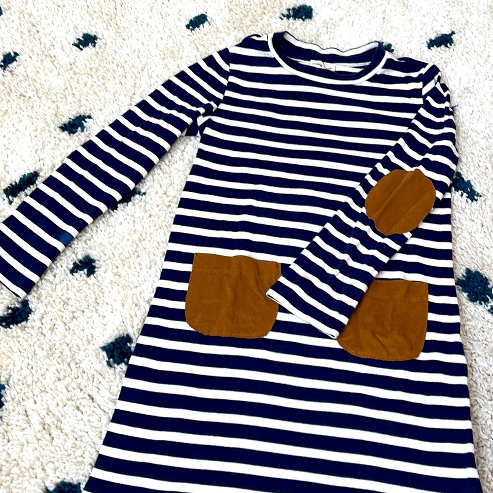 Navy striped long sleeve dress